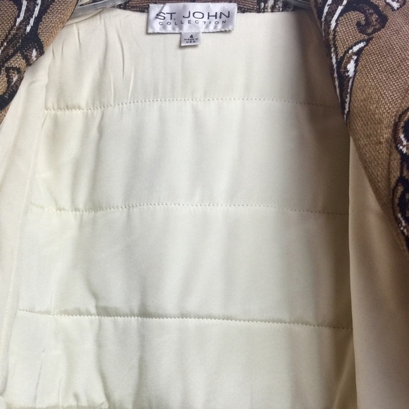 🌟ST JOHN COLLECTION JACKET BROWN LEATHER TRIM 4 - Picture 5 of 8